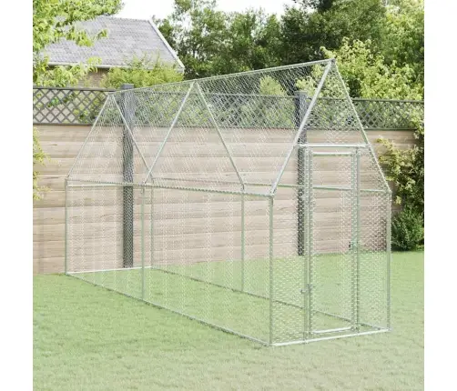 Vistu Būris, Sudrabains, 400X100X190 Cm, Cinkots Tērauds Vidaxl