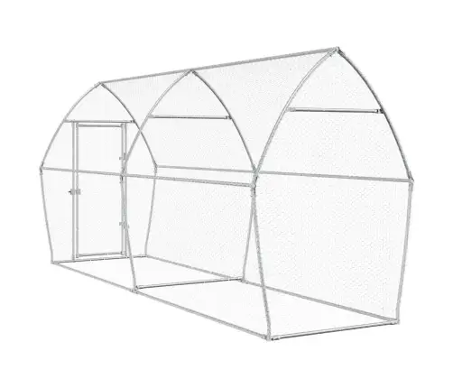 Vistu Būris, Sudrabains, 400X105X182 Cm, Cinkots Tērauds Vidaxl