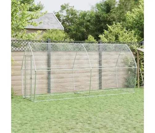 Vistu Būris, Sudrabains, 400X105X182 Cm, Cinkots Tērauds Vidaxl