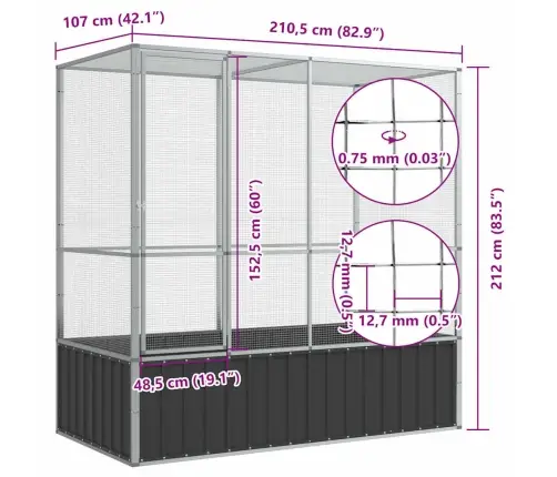Linnumaja, 210,5 X 107 X 212 cm Teras