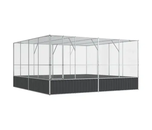 Putnu Māja, Sudraba Krāsa, 418X414X212 Cm, Tērauds Vidaxl