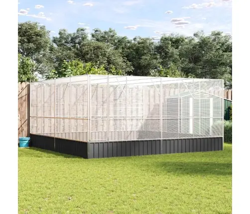 Putnu Māja, Sudraba Krāsa, 418X414X212 Cm, Tērauds Vidaxl