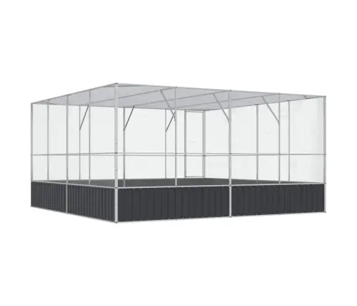 Putnu Māja, Sudraba Krāsa, 418X414X212 Cm, Tērauds Vidaxl