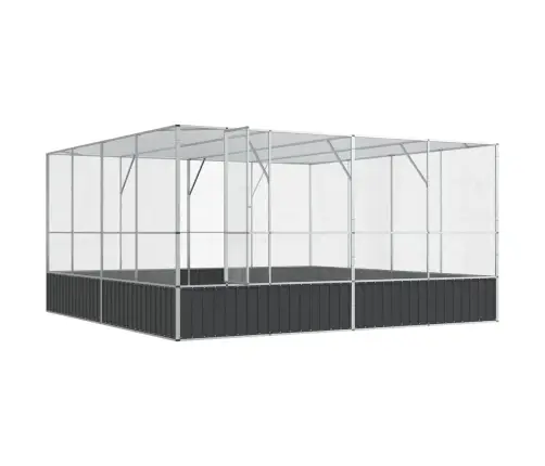 Putnu Māja, Sudraba Krāsa, 418X414X212 Cm, Tērauds Vidaxl