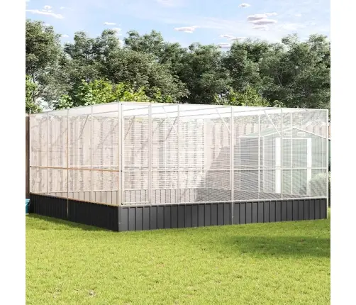 Putnu Māja, Sudraba Krāsa, 418X414X212 Cm, Tērauds Vidaxl