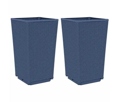 Dārza Puķu Kastes, 2 Gab., Zili Pelēkas, 32,5X32,5X57 Cm, Pp Vidaxl