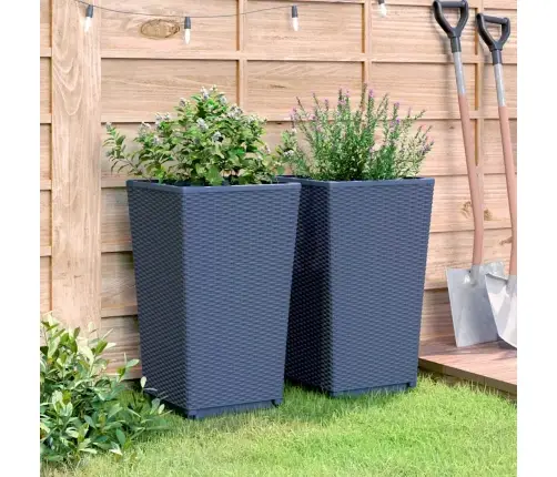 Dārza Puķu Kastes, 2 Gab., Zili Pelēkas, 32,5X32,5X57 Cm, Pp Vidaxl