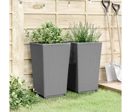 Dārza Puķu Kastes, 2 Gab., Gaiši Pelēkas, 32,5X32,5X57 Cm, Pp Vidaxl