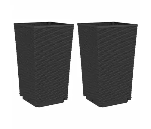 Dārza Puķu Kastes, 2 Gab., Melnas, 32,5X32,5X57 Cm, Pp Vidaxl