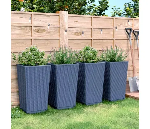 Dārza Puķu Kastes, 4 Gab., Zili Pelēkas, 32,5X32,5X57 Cm, Pp Vidaxl