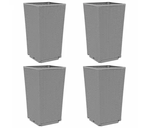 Dārza Puķu Kastes, 4 Gab., Gaiši Pelēkas, 32,5X32,5X57 Cm, Pp Vidaxl