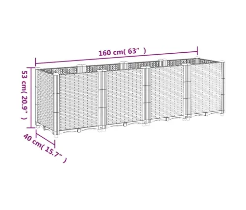 Dārza Puķu Kaste, Brūna, 160X40X53 Cm, Pp Vidaxl