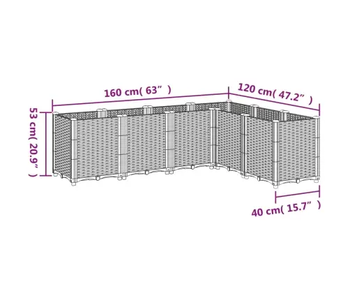 Dārza Puķu Kaste, Melna, 160X120X53 Cm, Pp Vidaxl