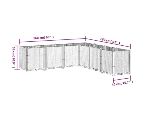 Dārza Puķu Kaste, Zili Pelēka, 160X160X53 Cm, Pp Vidaxl