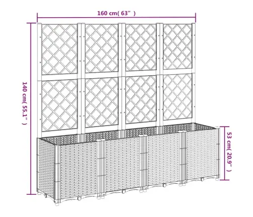 Võrega Taimekast, Sinine Hall, 160X40X140 cm Pp