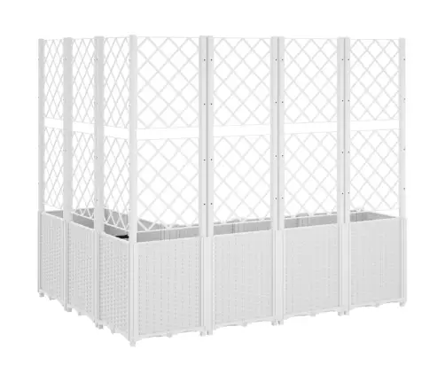 Dārza Puķu Kaste Ar Špaleru, Balta, 160X120X140 Cm, Pp Vidaxl