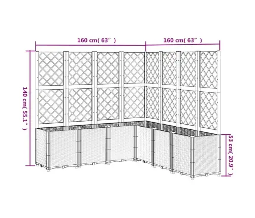 Dārza Puķu Kaste Ar Špaleru, Zili Pelēka, 160X160X140 Cm, Pp Vidaxl