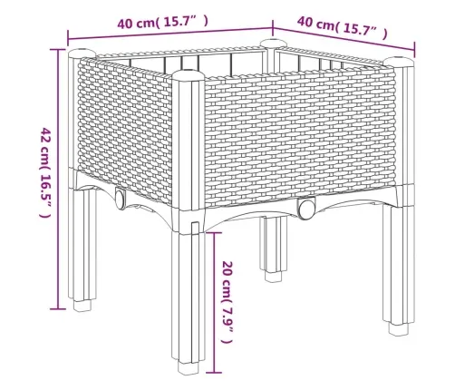 Jalgadega Taimekast, Valge, 40 X 40 X 42 cm Pp