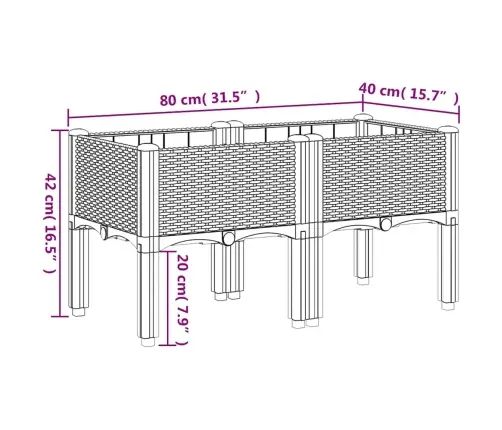Dārza Puķu Kaste Ar Kājām, Zili Pelēka, 80X40X42 Cm, Pp Vidaxl