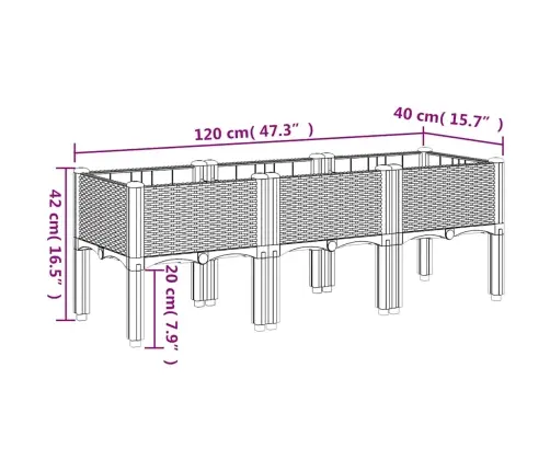 Dārza Puķu Kaste Ar Kājām, Zili Pelēka, 120X40X42 Cm, Pp Vidaxl