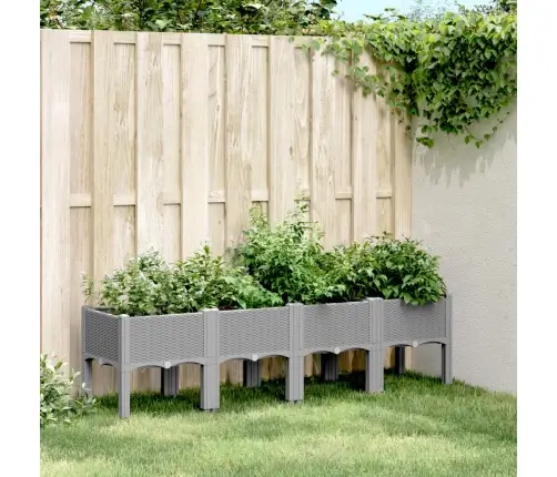 Dārza Puķu Kaste Ar Kājām, Gaiši Pelēka, 160X40X42 Cm, Pp Vidaxl