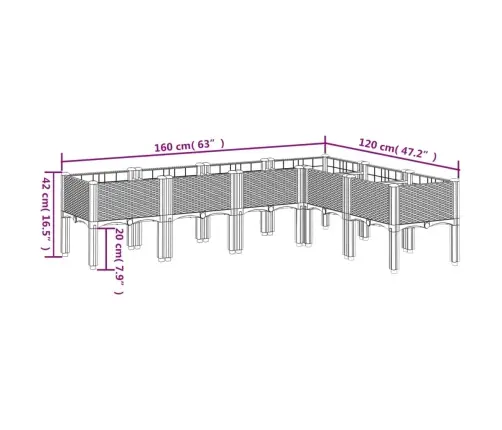 Jalgadega Taimekast, Valge, 160 X 120 X 42 cm Pp