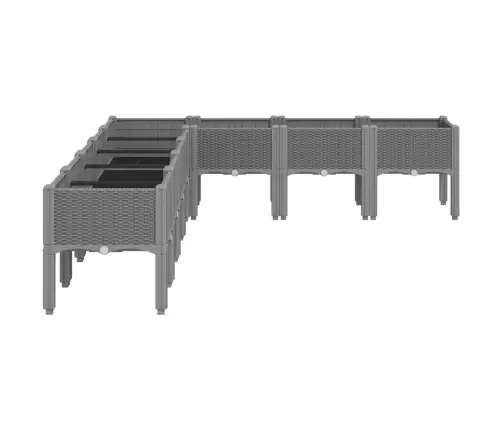 Dārza Puķu Kaste Ar Kājām, Gaiši Pelēka, 200X160X42 Cm, Pp Vidaxl