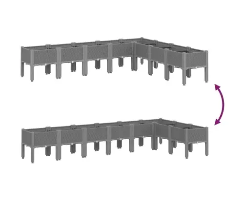 Dārza Puķu Kaste Ar Kājām, Gaiši Pelēka, 200X160X42 Cm, Pp Vidaxl