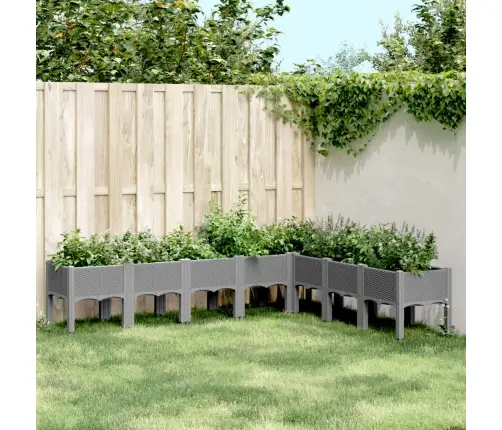 Dārza Puķu Kaste Ar Kājām, Gaiši Pelēka, 200X160X42 Cm, Pp Vidaxl