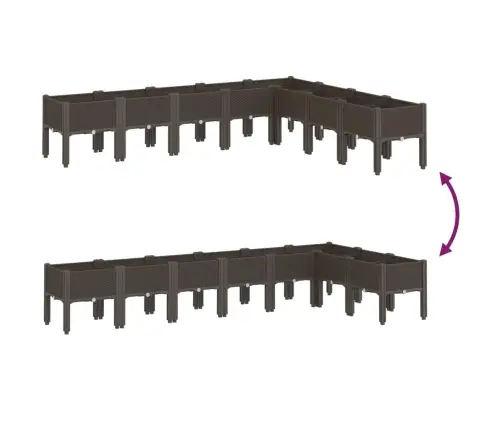 Dārza Puķu Kaste Ar Kājām, Brūna, 200X160X42 Cm, Pp Vidaxl