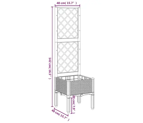 Sodo Lovelis Su Treliažu, Melsvai Pilkos Spalvos, 40X40X142cm Pp