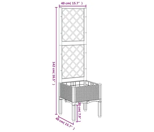 Sodo Lovelis Su Treliažu, Rudos Spalvos, 40X40X142cm Pp