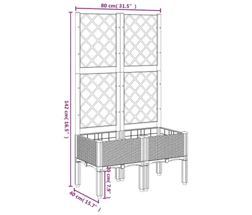 Dārza Puķu Kaste Ar Špaleru, Brūna, 80X40X142 Cm, Pp Vidaxl