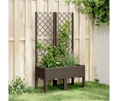 Dārza Puķu Kaste Ar Špaleru, Brūna, 80X40X142 Cm, Pp Vidaxl