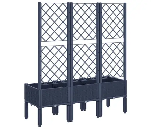 Dārza Puķu Kaste Ar Špaleru, Zili Pelēka, 120X40X142 Cm, Pp Vidaxl