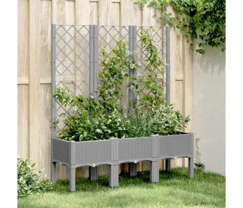 Dārza Puķu Kaste Ar Špaleru, Gaiši Pelēka, 120X40X142 Cm, Pp Vidaxl