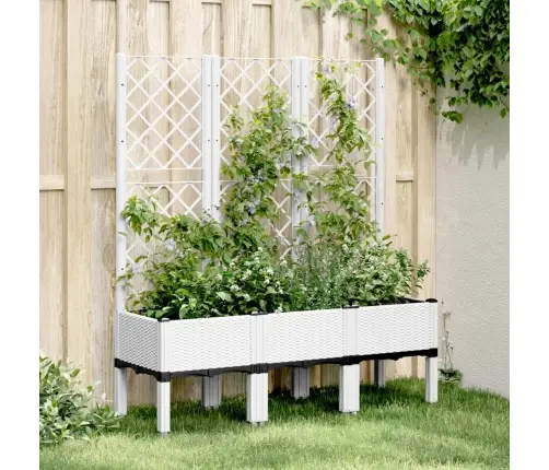 Dārza Puķu Kaste Ar Špaleru, Balta, 120X40X142 Cm, Pp Vidaxl