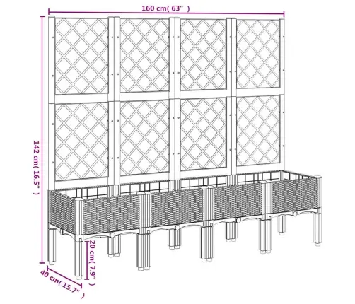 Dārza Puķu Kaste Ar Špaleru, Zili Pelēka, 160X40X142 Cm, Pp Vidaxl