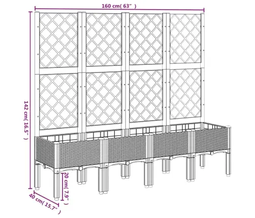 Dārza Puķu Kaste Ar Špaleru, Brūna, 160X40X142 Cm, Pp Vidaxl