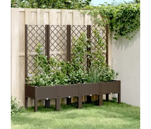 Dārza Puķu Kaste Ar Špaleru, Brūna, 160X40X142 Cm, Pp Vidaxl
