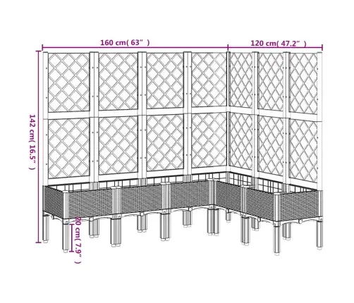 Võrega Taimekast, Sinine Hall, 160 X 120 X 142 cm Pp