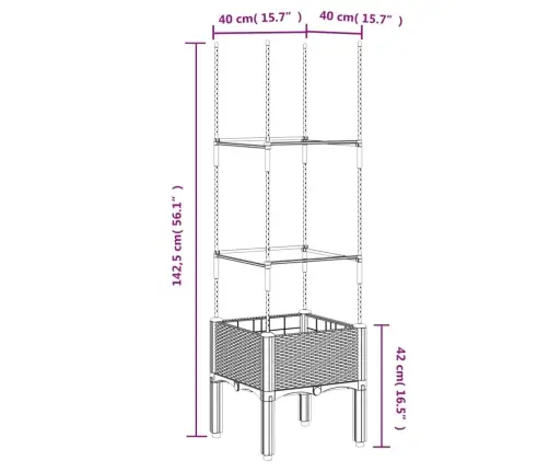 Sodo Lovelis Su Treliažu, Šviesiai Pilkas, 40X40X142,5cm Pp