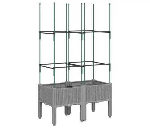 Dārza Puķu Kaste Ar Špaleru, Gaiši Pelēka, 80X40X142,5 Cm, Pp Vidaxl