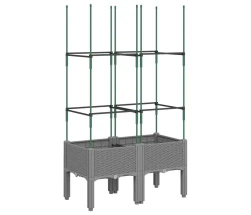 Dārza Puķu Kaste Ar Špaleru, Gaiši Pelēka, 80X40X142,5 Cm, Pp Vidaxl