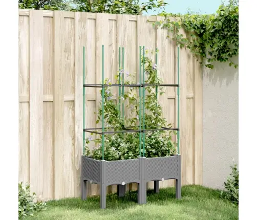 Dārza Puķu Kaste Ar Špaleru, Gaiši Pelēka, 80X40X142,5 Cm, Pp Vidaxl