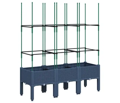 Dārza Puķu Kaste Ar Špaleru, Zili Pelēka, 120X40X142,5 Cm, Pp Vidaxl