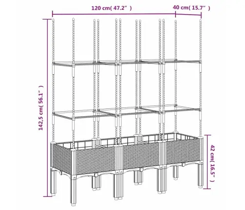 Dārza Puķu Kaste Ar Špaleru, Zili Pelēka, 120X40X142,5 Cm, Pp Vidaxl