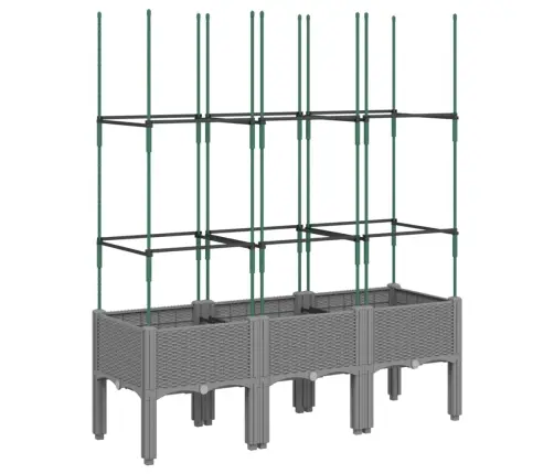 Dārza Puķu Kaste Ar Špaleru, Gaiši Pelēka, 120X40X142,5 Cm, Pp Vidaxl