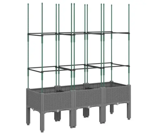 Dārza Puķu Kaste Ar Špaleru, Gaiši Pelēka, 120X40X142,5 Cm, Pp Vidaxl