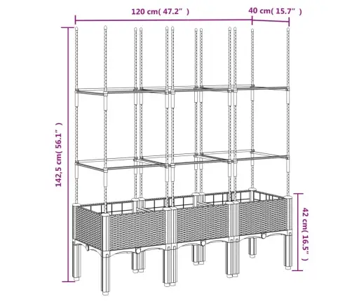 Võrega Taimekast, Valge, 120 X 40 X 142,5 cm Pp